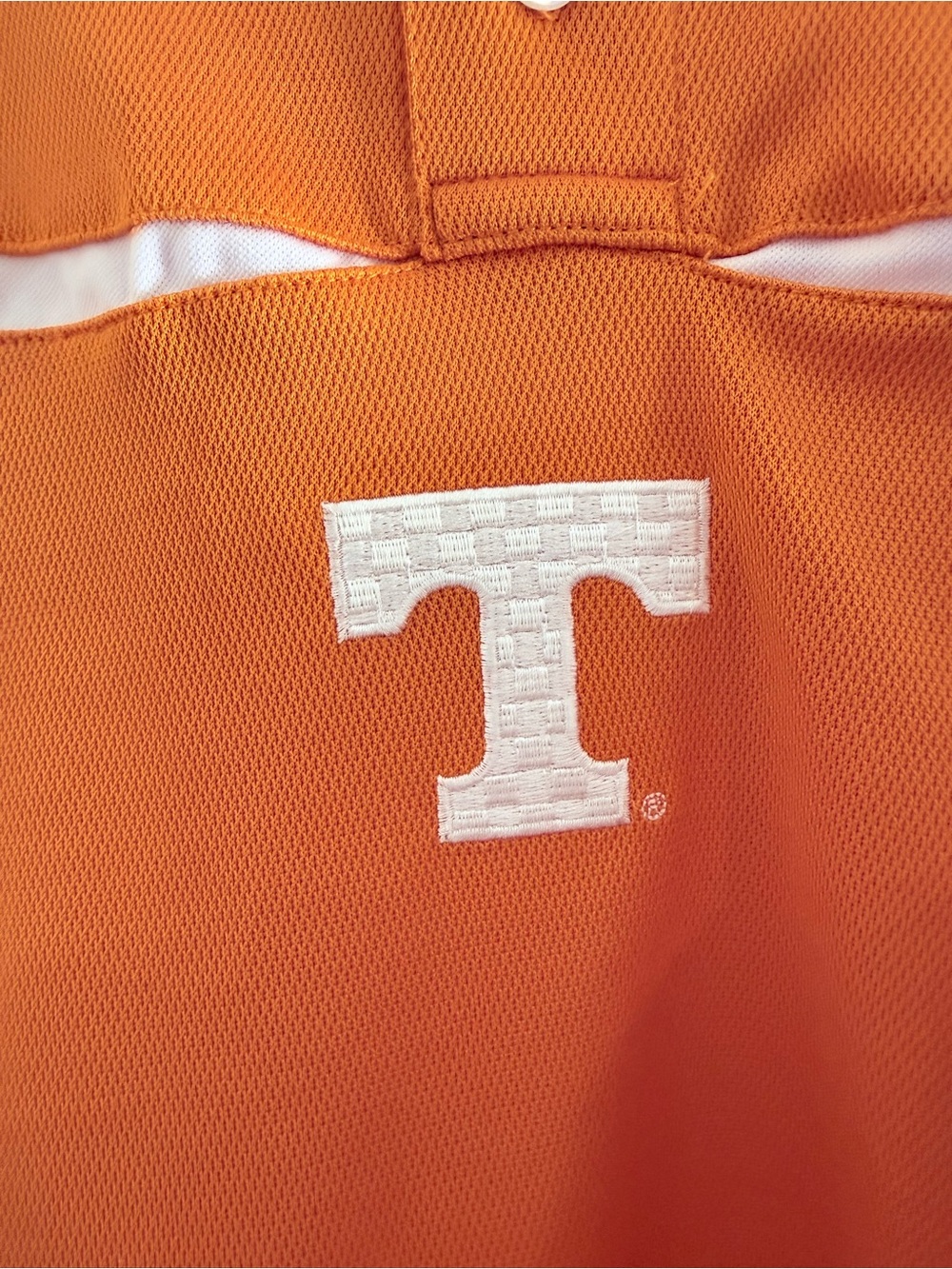 STARTER Orange Polo with White Chest Stripe and 'T' Embroidery - Picture 4 of 7